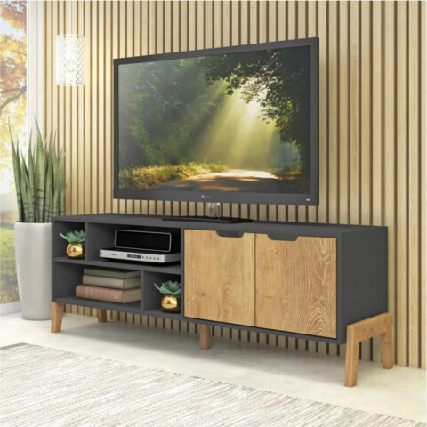 Combo Living Rack Tv y Mesa ratona Linea Melilla - MPD - MADERA - Grafito Combo Living Rack Tv y Mesa ratona Linea Melilla - MPD - MADERA - Grafito