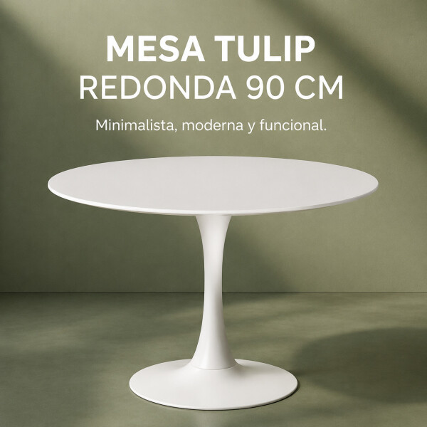 Mesa Comedor ComboHome Tulip Redonda Laqueada 90cm Premium Blanco 1