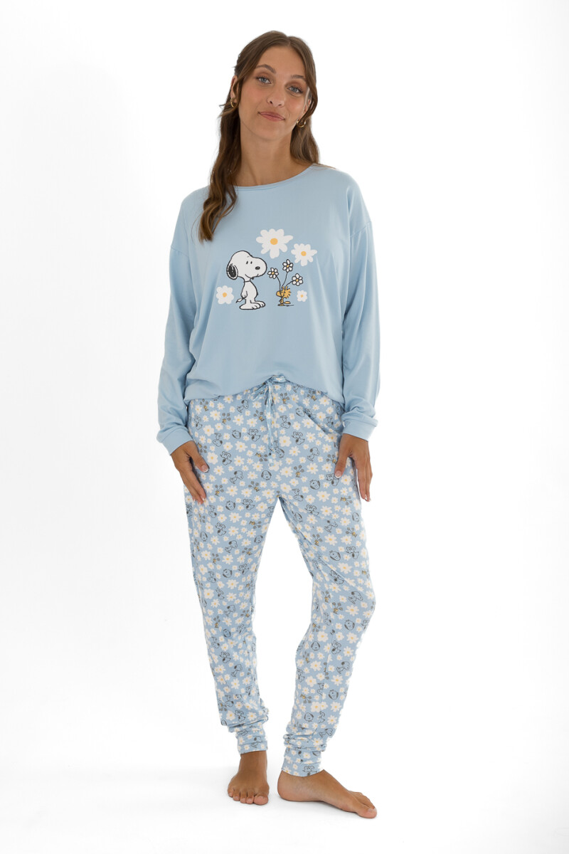 Pijama snoopy margaritas - Celeste 