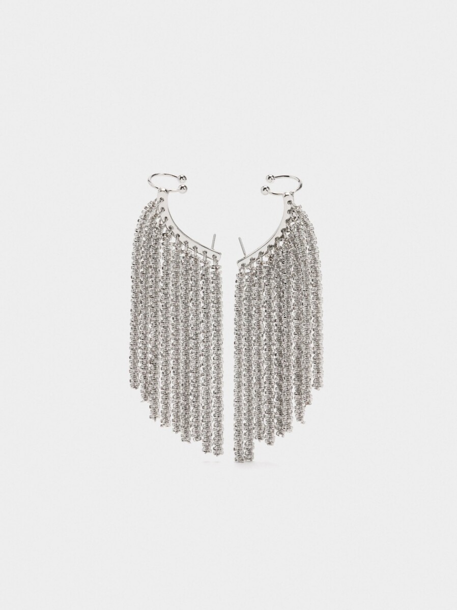 Pendientes Ear Jacket Con Cadenas - plateado 