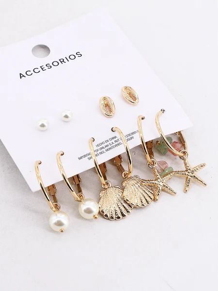 CARAVANAS SET 5 PARES DORADO