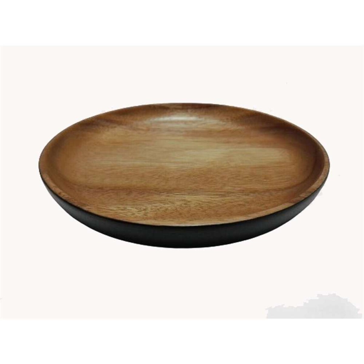 Plato Redondo Ext Col Negro 20Cms Madera Acacia 