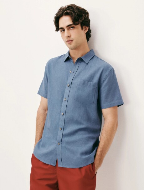 CAMISA MANGA CORTA SLIM AZUL