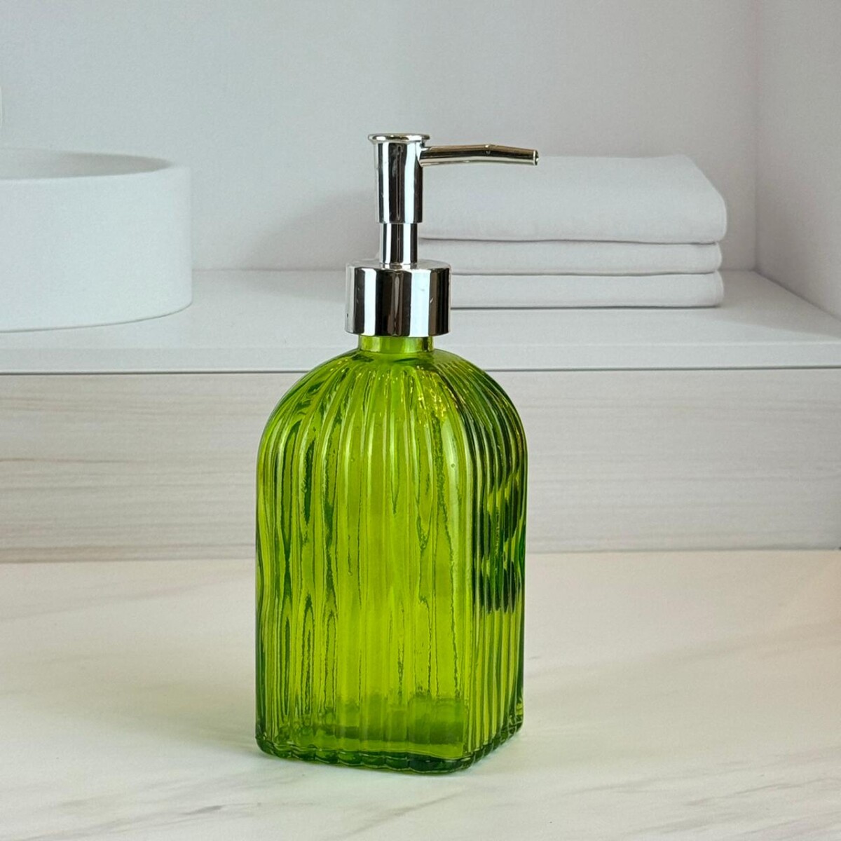 Dispensador Jabón Vidrio 500ML Alto 20cm x Ancho 7cm x Largo 7cm 