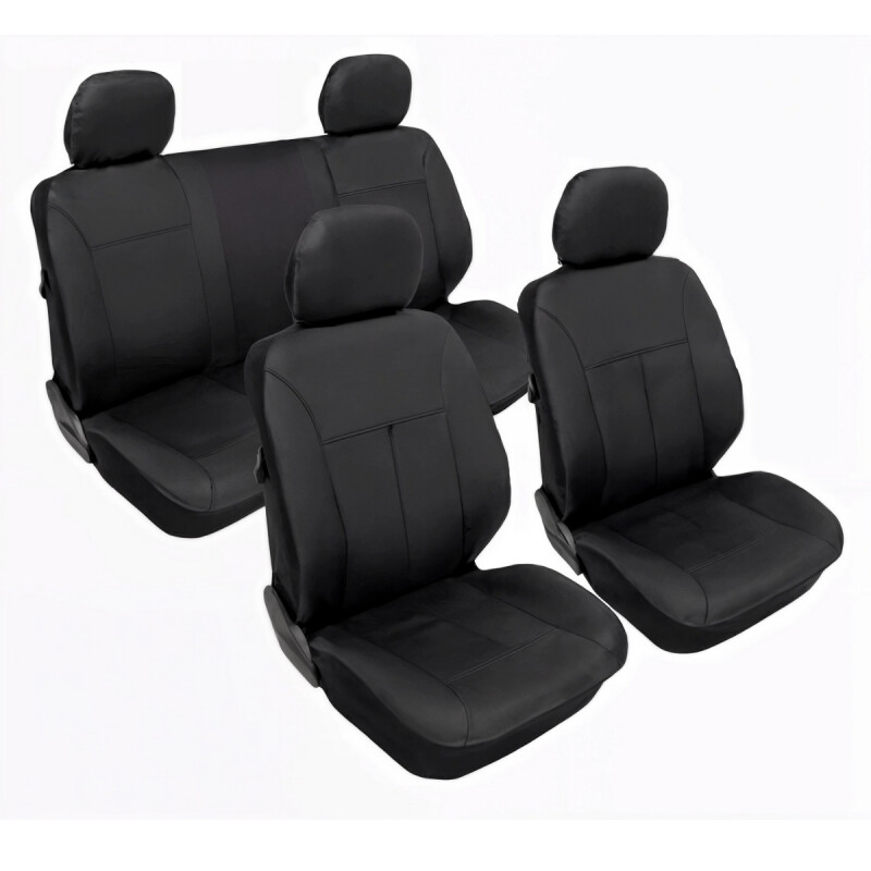 Juego de cubre asiento para autos en cuero ecológico NEGRO