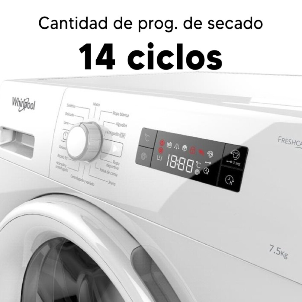 LAVARROPAS WHIRLPOOL WLF90B25F CARGA FRONTAL blanco