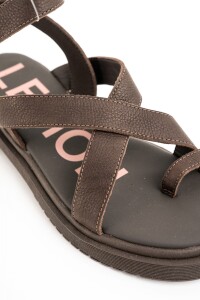 Sandalias Tiras Cruzadas Cuero Chocolate