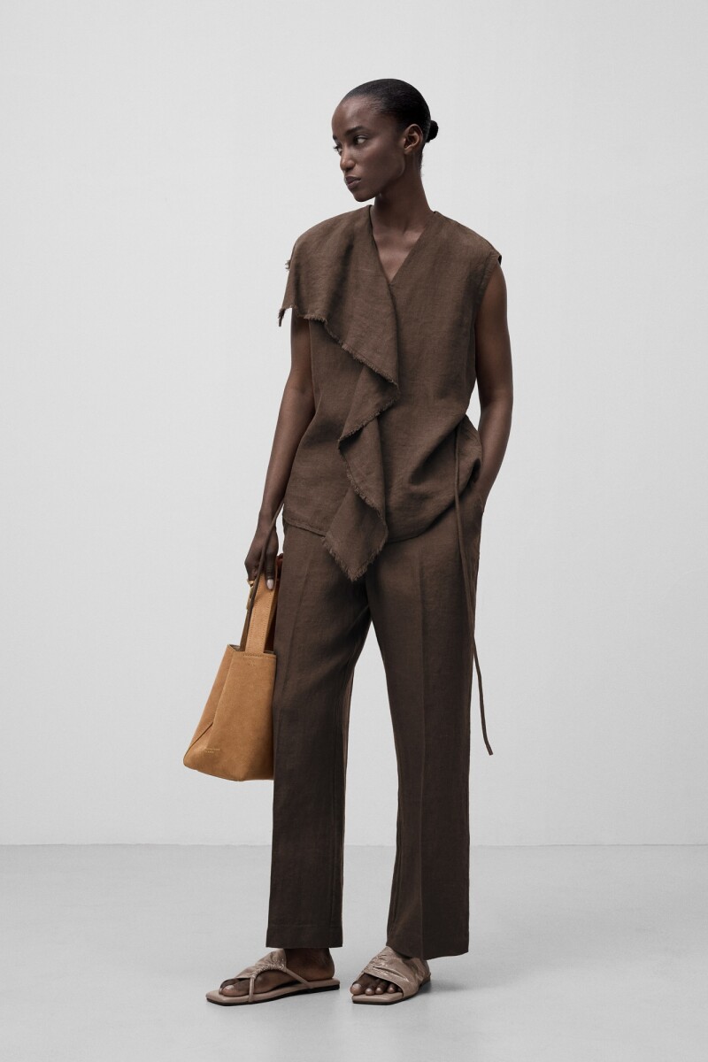 PANTALÓN LINO Marron