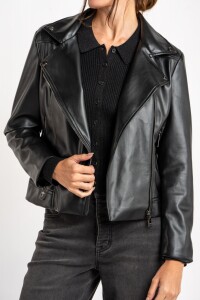 Campera Cuero Vegano Negro