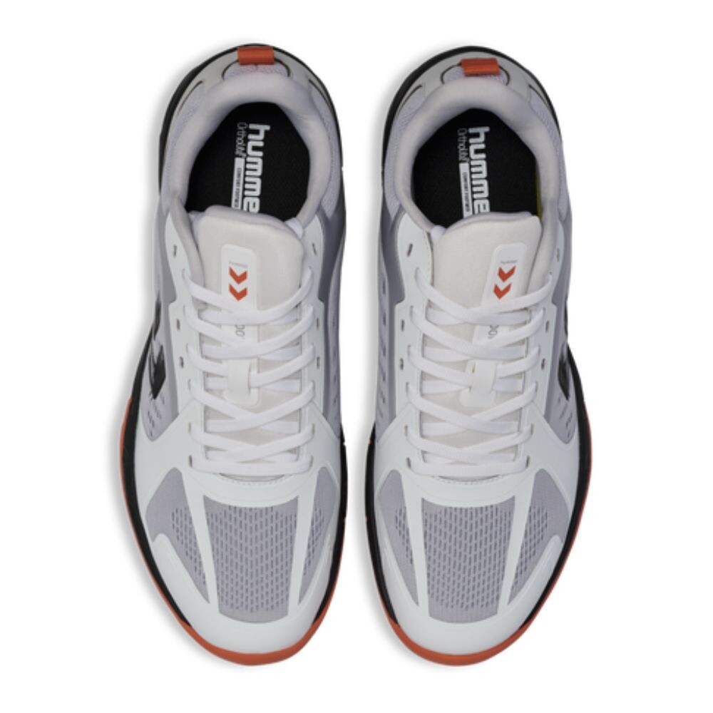 CALZADO DE HANDBALL SPEED COURT BLANCO NEGRO NARANJA