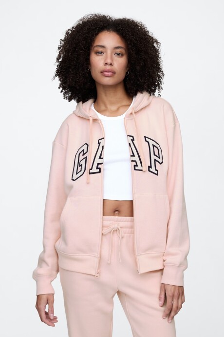 Buzo Canguro Con Cierre Logo Gap Mujer Misty Rose 2
