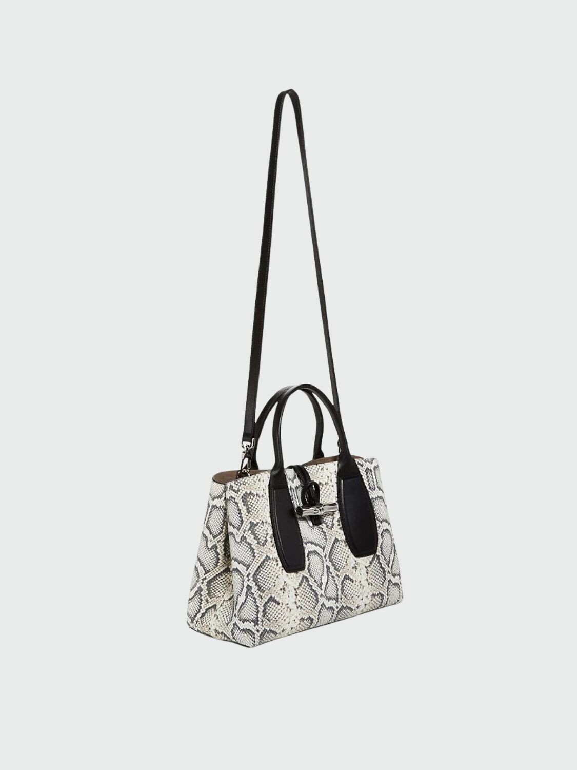 Longchamp -Cartera de cuero imitación Pitón Roseau Essential Combinado