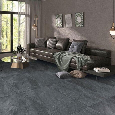 PORCELANATO EXTERIOR RUSTICO 60X120X0.7 COLOR GRAFITO OSCURO GAMAS DE NEGRO