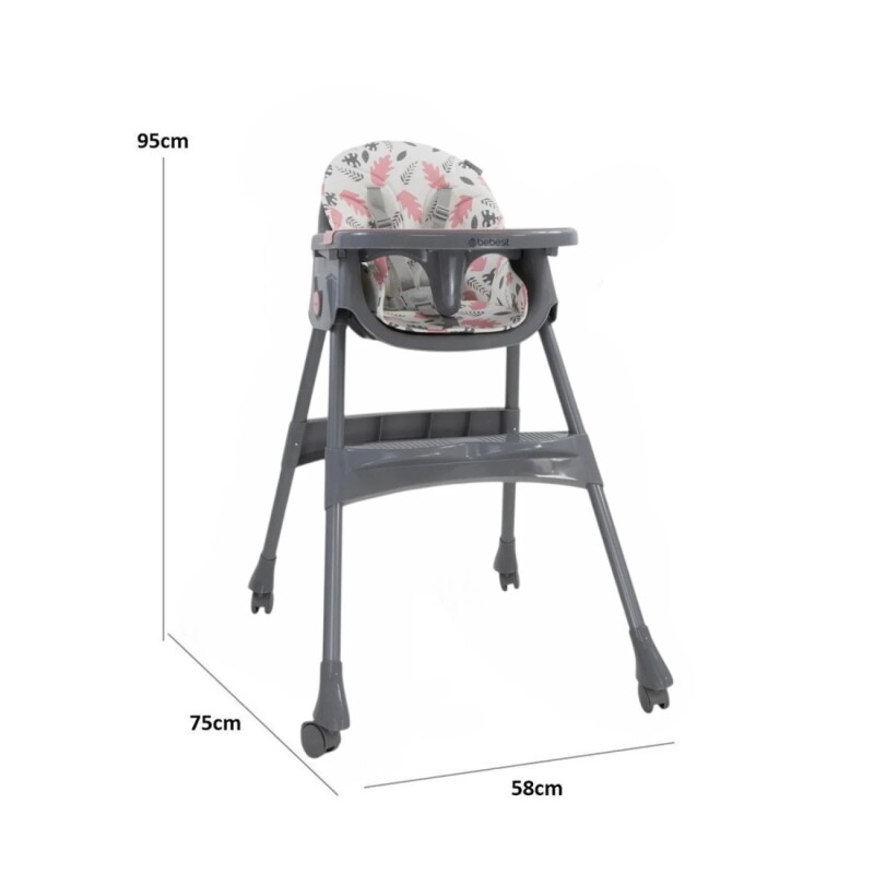 Silla de Comer para Bebes Bebesit Steps con Bandeja 2 en 1 Rosa