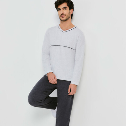 PIJAMA ML MASC CINZA