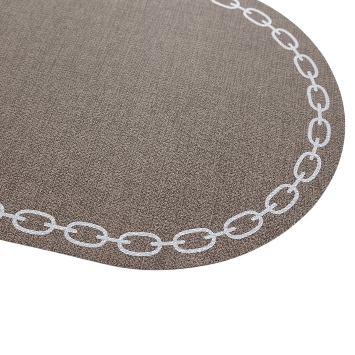 INDIVIDUAL CADENA OVAL SIMIL CUERO 45X30CM TOSTADO 