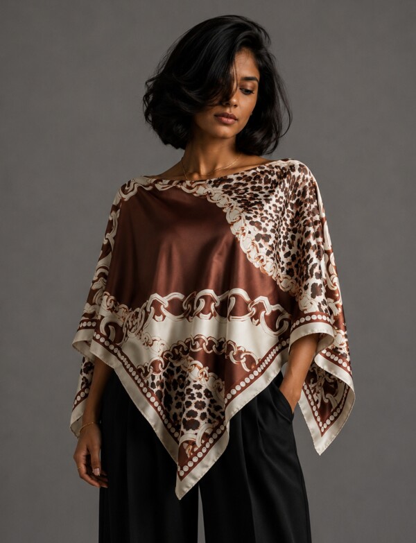Poncho Saten Cadenas MARRON/MULTI