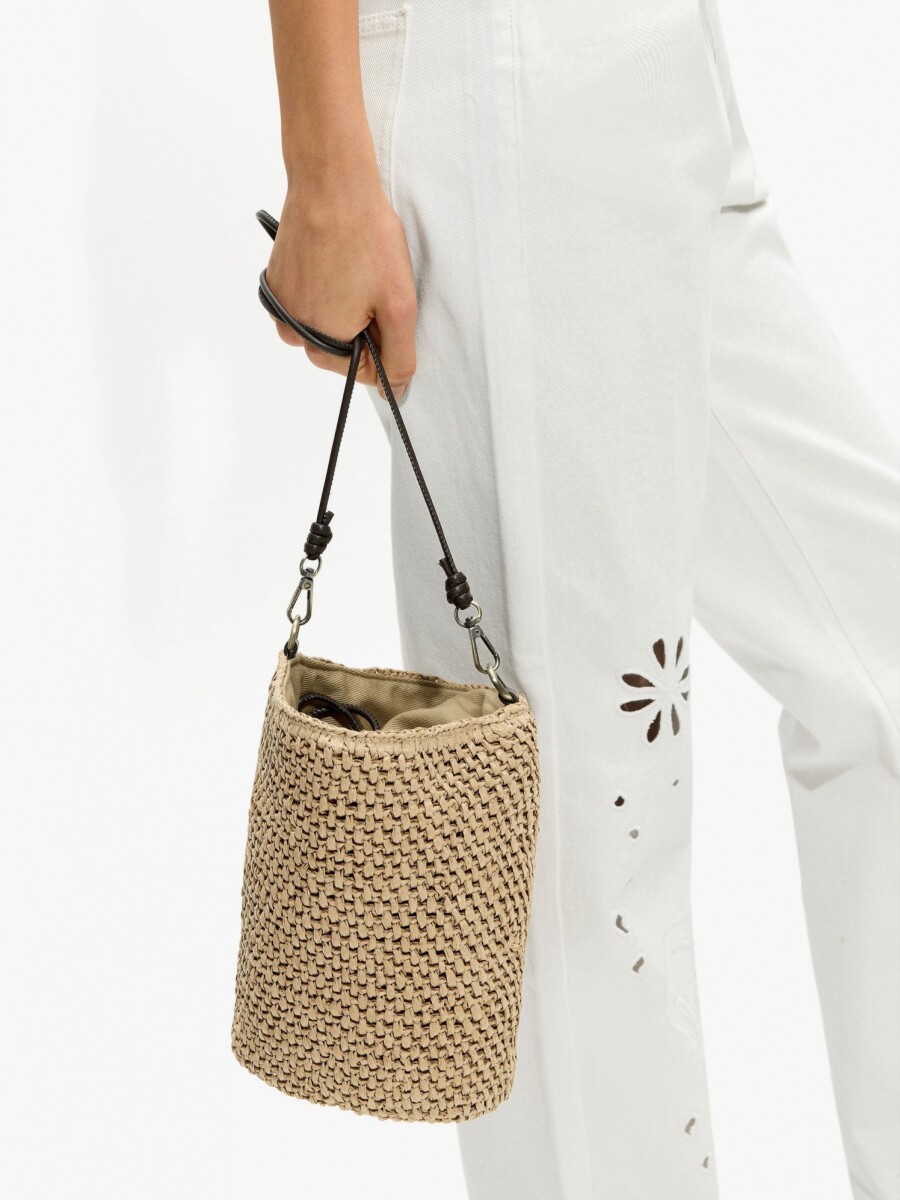 Bolso Bandolera Efecto Rafia Con Asa Versátil natural