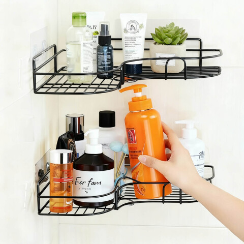 Estante Organizador Esquinero Set de 2 Accesorios Baño Ducha Adhesivo Imback Color Negro Estante Organizador Esquinero Set de 2 Accesorios Baño Ducha Adhesivo Imback Color Negro
