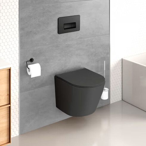 PULSADOR DOBLE DESCARGA MECANICO METAL MATE COLOR NEGRO NEGRO