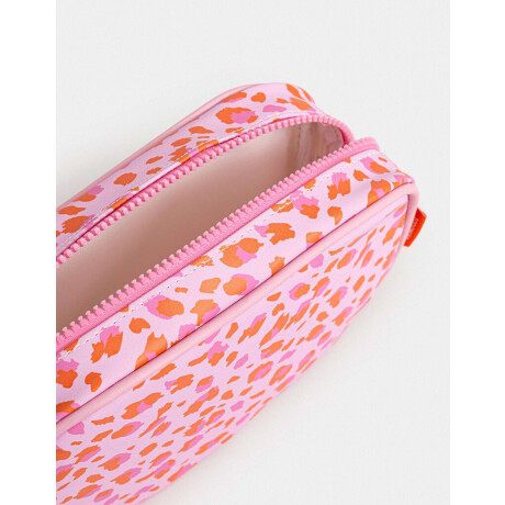 Cartuchera De Pu Estampada Con Tiracierre De Rubber Rosa Claro