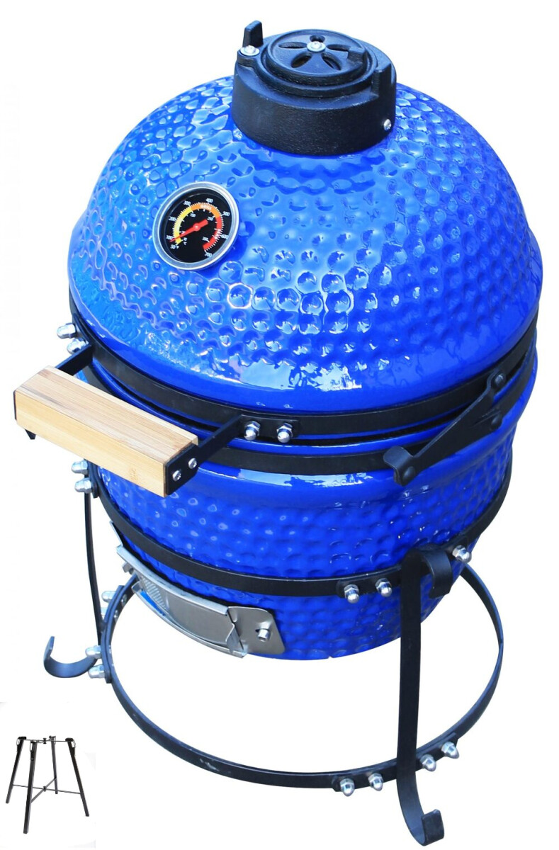 Kamado 13" Azul con soporte elevador de obsequio 