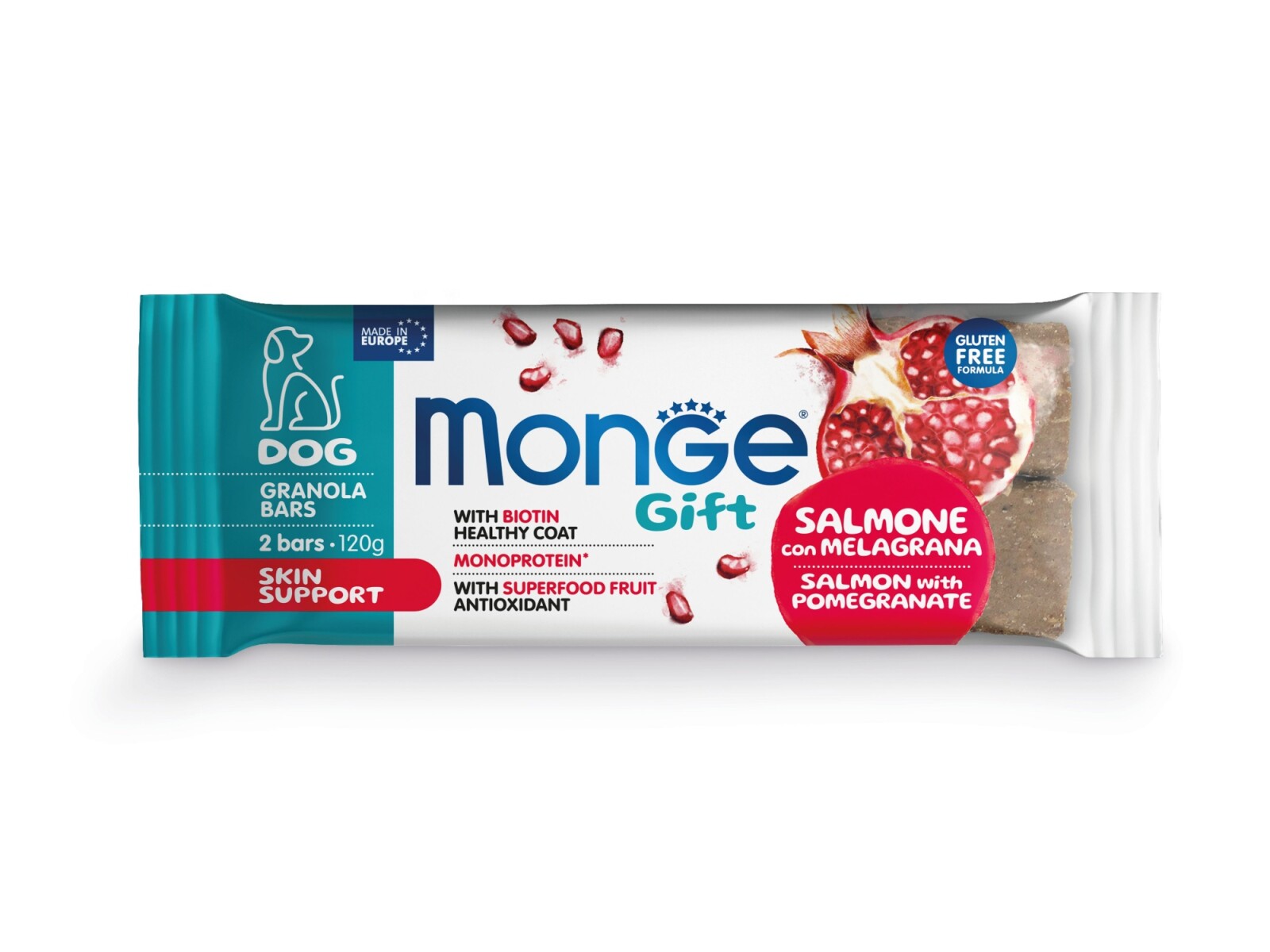 Monge Gift Granola Bars Skin Support Salmon & Pomegranate 120 gr - Monge Gift Granola Bars Skin Support Salmon & Pomegranate 120 Gr 