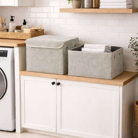 Caja Organizador Rect C/Tapa 38X29Xh22Cm Pu Gris