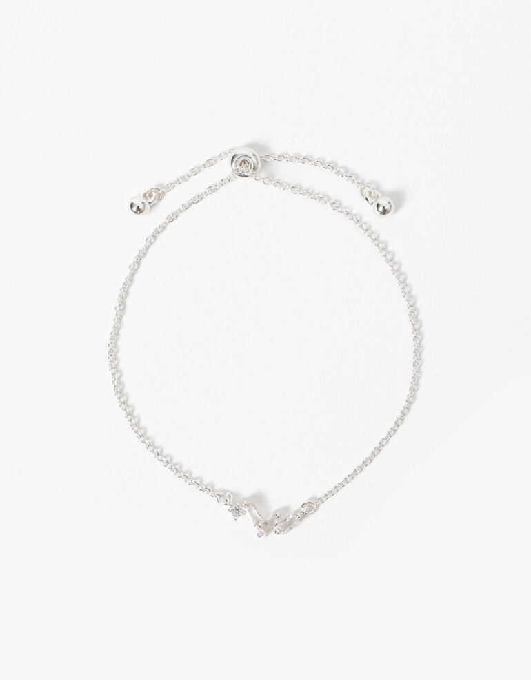 Pulseras Flexibles Strass Pulsera Flexible Con Cubic Zirconia - Plateado