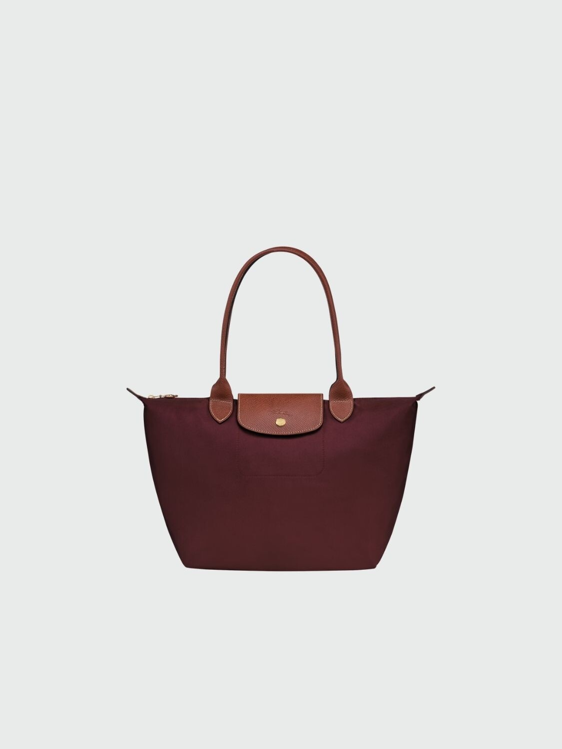 Longchamp -Cartera Longchamp plegable de nylon con cierre y asa larga, Le pliage M Bordó