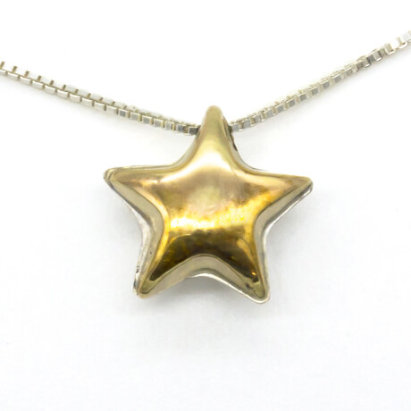 Conjunto de Cadena de Plata 925 y Doublé en Oro 18 kt Estrella Largo 45 cm