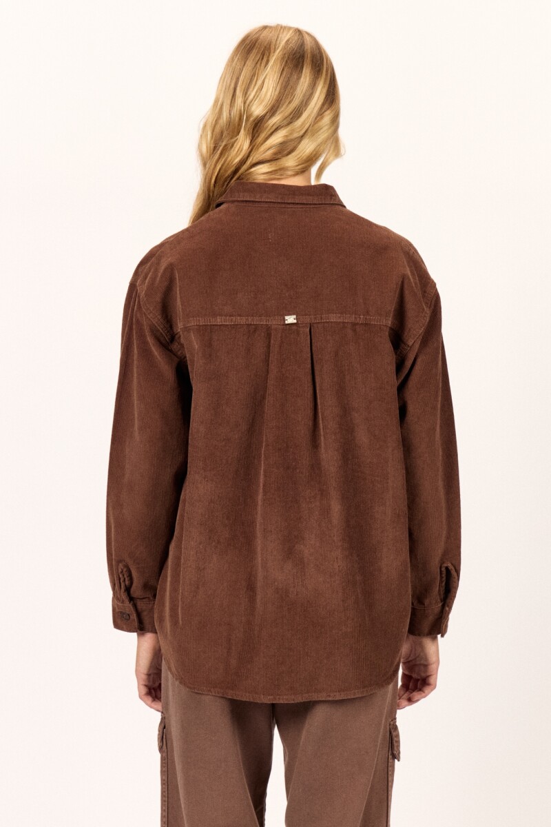 CAMISA STOCKED SHACKET H-marron