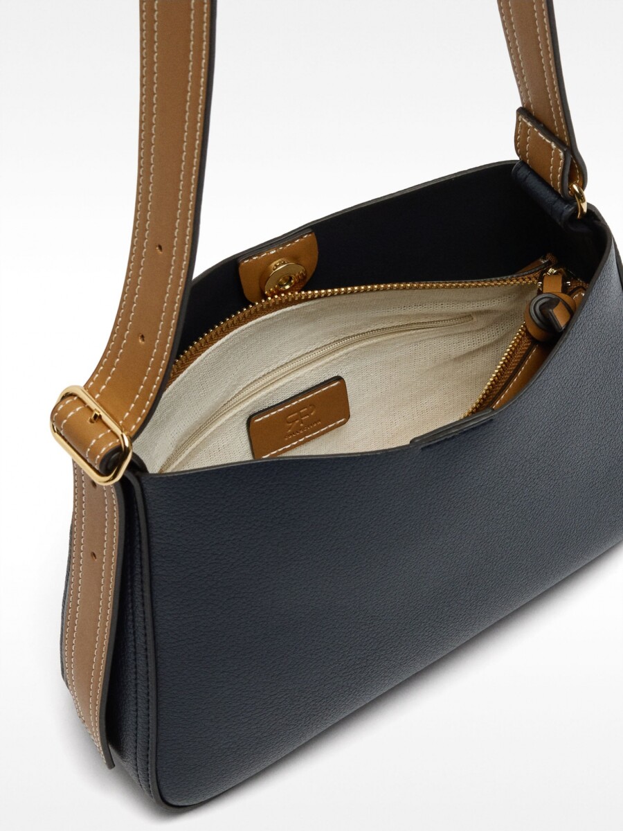Bolso Bandolera Con Textura azul-marino