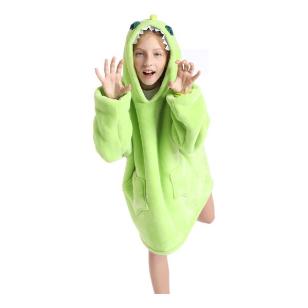 Manta Buzo Canguro Polar Con Capucha Corderito Infantil Color Variante Dinosaurio