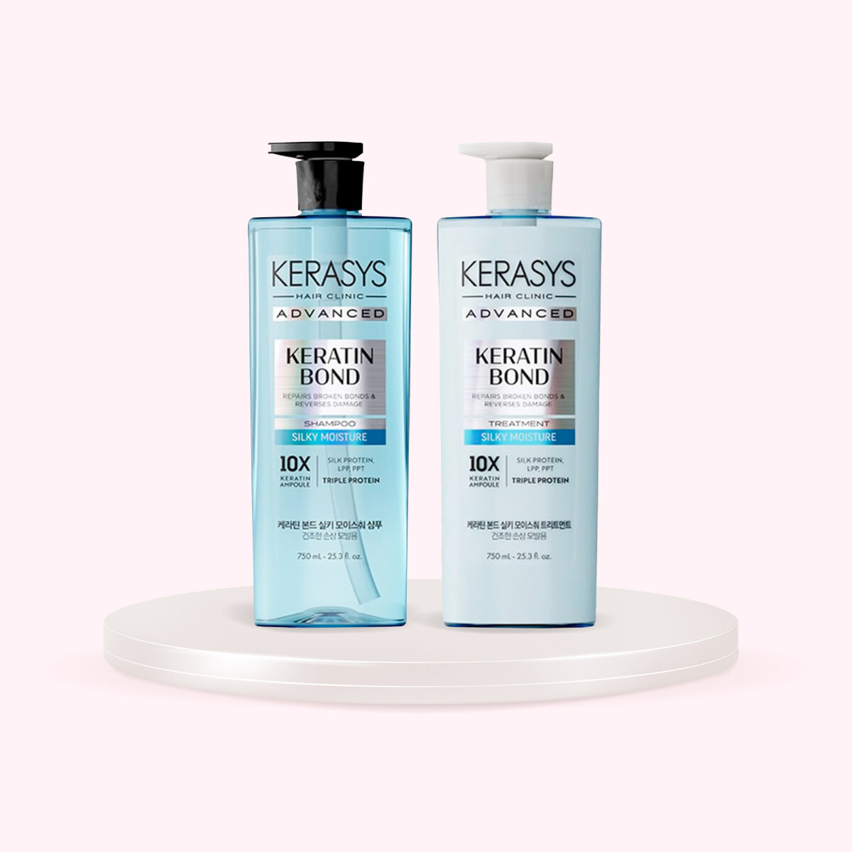 DÚO CAPILAR SHAMPOO + ACONDICIONADOR KERATIN BOND MOISTURE AMPOULE 600ml FÓRMULA MEJORADA 