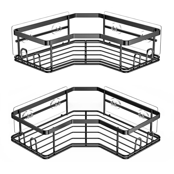 Set X2 Estantes Esquinero Organizador Baño Ducha Y Adhesivos Linea Premium Imback Color Negro Set X2 Estantes Esquinero Organizador Baño Ducha Y Adhesivos Linea Premium Imback Color Negro