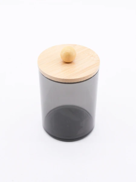 ORGANIZADOR DE ALGODÓN CON TAPA BAMBU GRIS