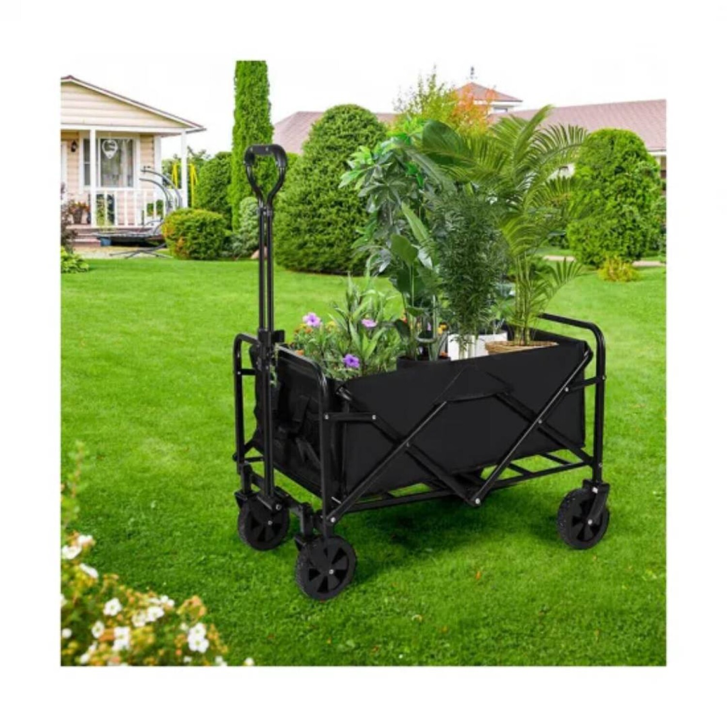 Carretilla Plegable Sogesfurniture: Soporta 150 Kg, Ruedas Para Escaleras, Mango Extensible – ¡práctica Y Robusta!