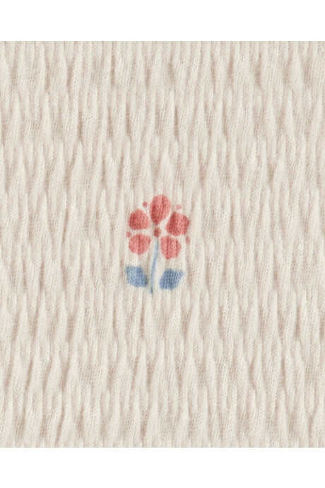 Set dos piezas de algodón, short y blusa manga corta, diseño floral Sin color