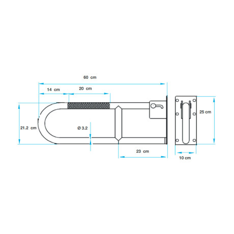 BARRA REBATIBLE DE ACERO INOXIDABLE 304 PULIDA 60CM 000