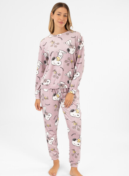 Pijama snoopy velour Rosado