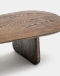 Mesa de centro Pirita de madera maciza de roble con acabado oscuro 146 x 56,5 cm