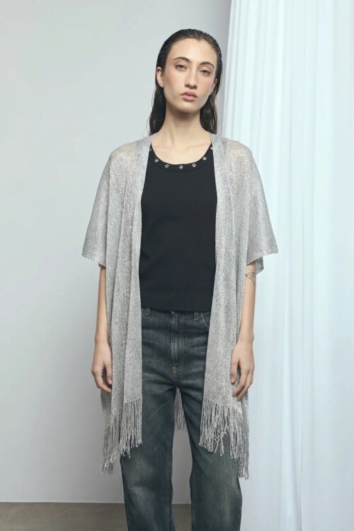 Ruana lurex party plateado