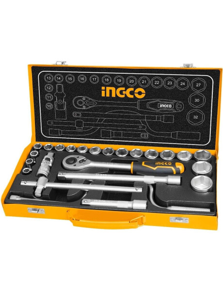 Set de 24 herramientas dados con valija de metal Ingco Set de 24 herramientas dados con valija de metal Ingco
