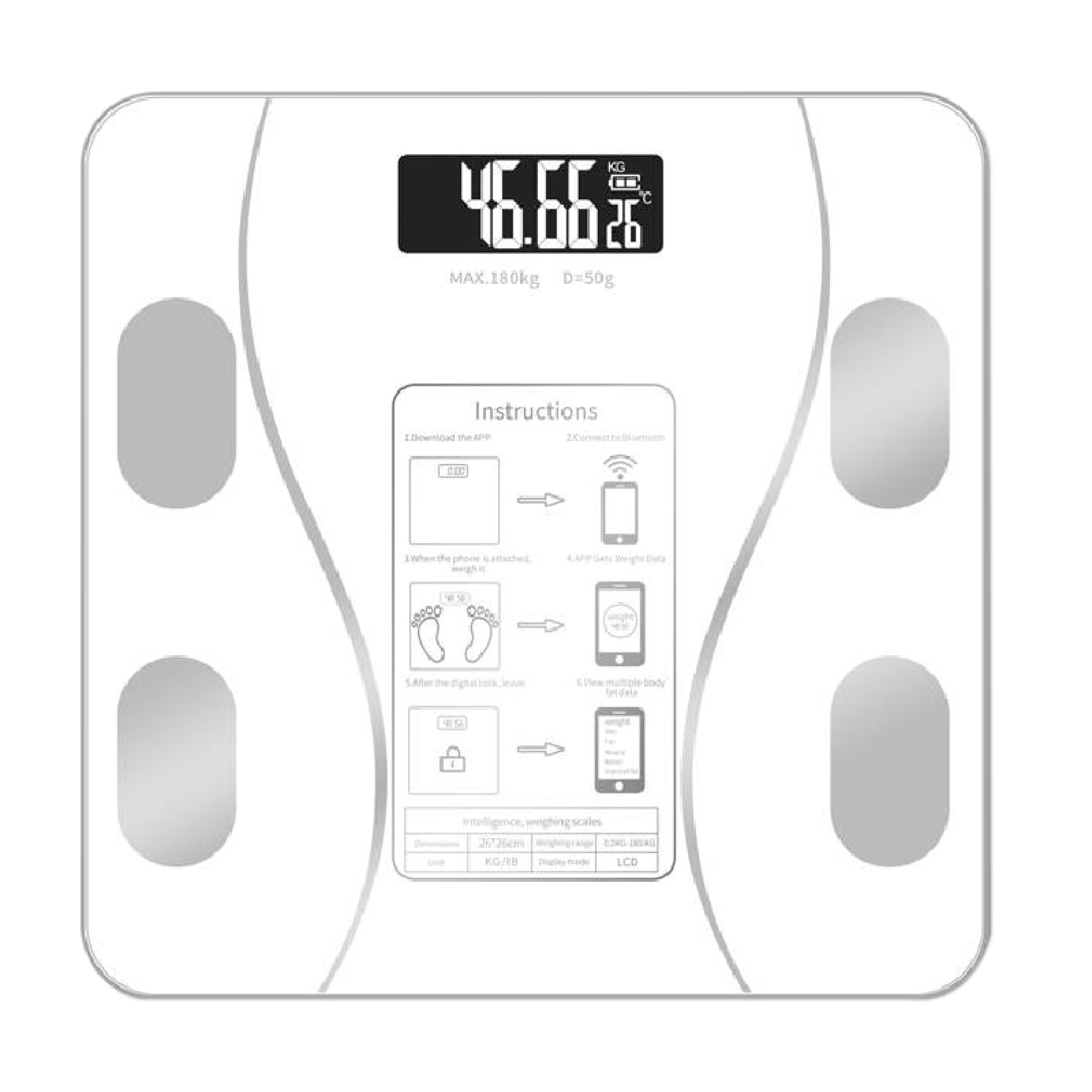 Báscula inteligente Bluetooth, monitor digital de peso y grasa corporal,  analizador de composición corporal de 11 categorías en profundidad con