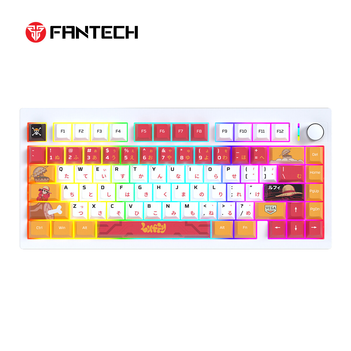 Teclado Gamer Fantech MK921 Luffy One Piece Switch White 