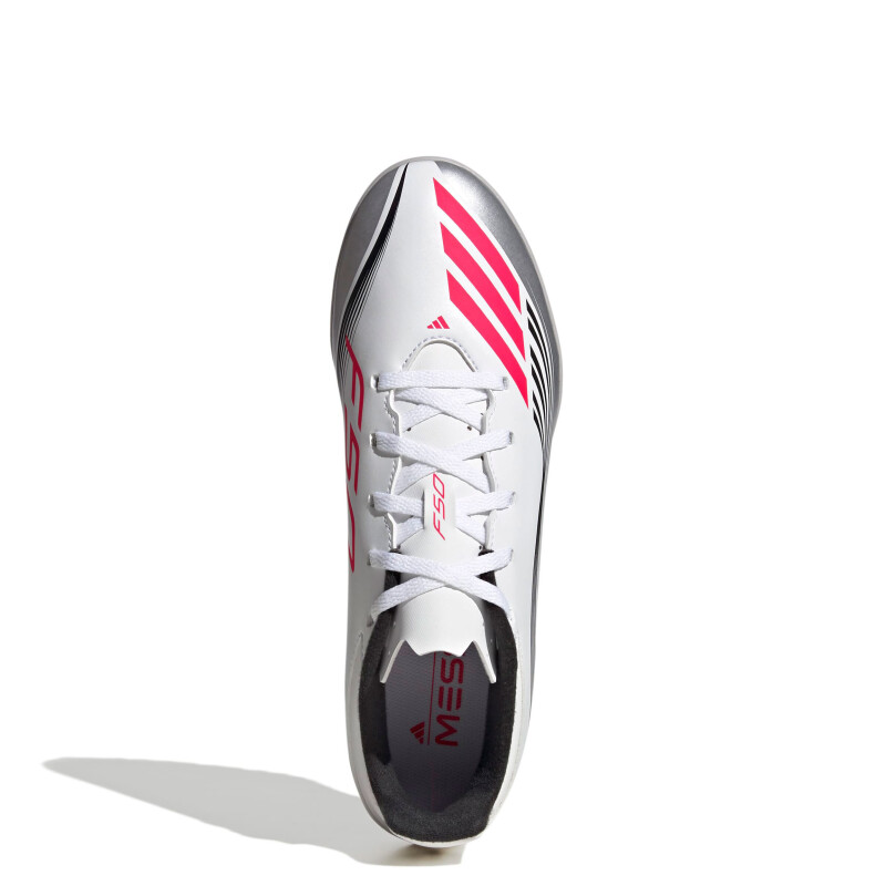 Championes Unisex Adidas Futbol 5 F50 Messi Club TF Blanco - Rojo - Negro - Plateado