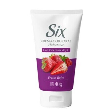 SIX CREMA CORPORAL HIDRATANTE CON VITAMINA E Y C FRUTOS ROJOS 40gr SIX CREMA CORPORAL HIDRATANTE CON VITAMINA E Y C FRUTOS ROJOS 40gr