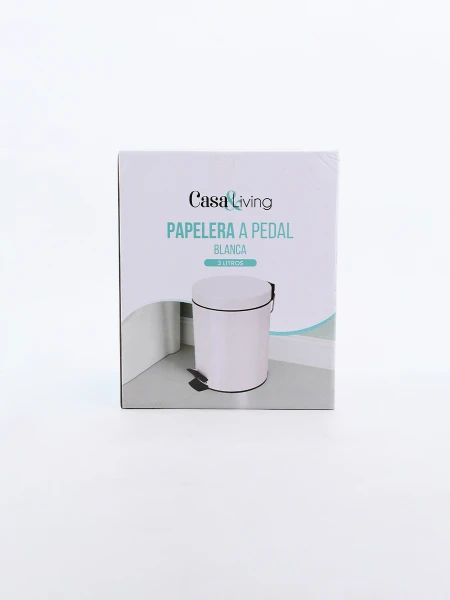 PAPELERA CON PEDAL BLANCO