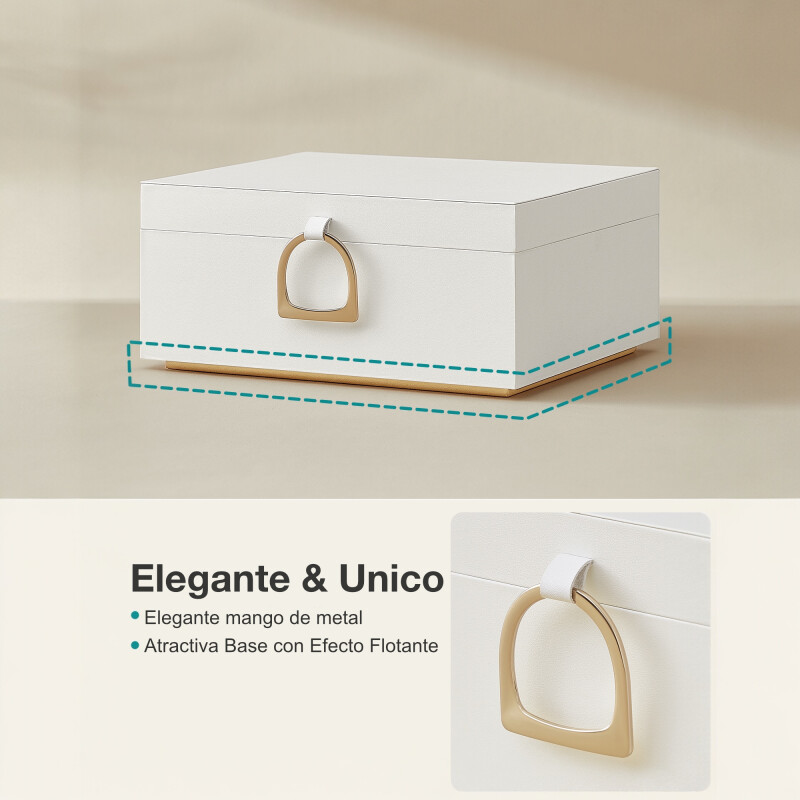 SONGMICS Joyero de 2 Capas con Asa – Caja de Almacenamiento de Joyas Moderna Blanco
